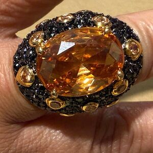 Joan Boyce Gold Plated Cocktail Ring Chunky size 6